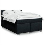 vidaXL Sommier à lattes de lit avec matelas Noir 140x200 cm Tissu