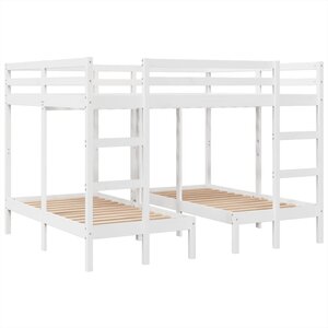 vidaXL Lit superposé triple blanc 140x200/70x140 cm bois de pin massif