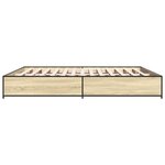 vidaXL Cadre de lit chêne sonoma 160x200 cm bois d'ingénierie et métal