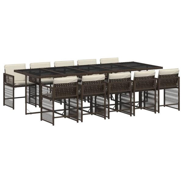vidaXL Ensemble à manger de jardin et coussins 11 Pièces marron rotin