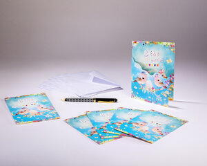 Sachet de 6 cartes doubles de faire-part de naissance et 6 enveloppes