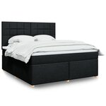 vidaXL Sommier à lattes de lit avec matelas Noir 180x200 cm Tissu