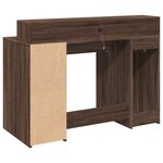 Bureau table poste de travail meuble d'ordinateur informatique étude et lumières LED chêne bois d'ingénierie brun 02_0023795