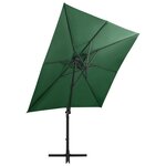 vidaXL Parasol déporté avec mât et lumières LED Vert 250 cm