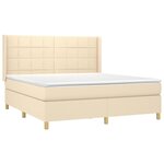 vidaXL Sommier à lattes de lit matelas et LED Crème 160x200 cm Tissu