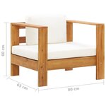 vidaXL Chaise de jardin avec coussin Crème Bois d'acacia solide