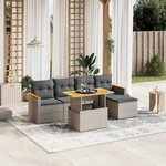vidaXL Salon de jardin 6 Pièces avec coussins gris résine tressée