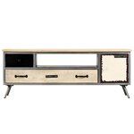 vidaXL Meuble TV Bois de manguier massif et acier 120x30x45 cm