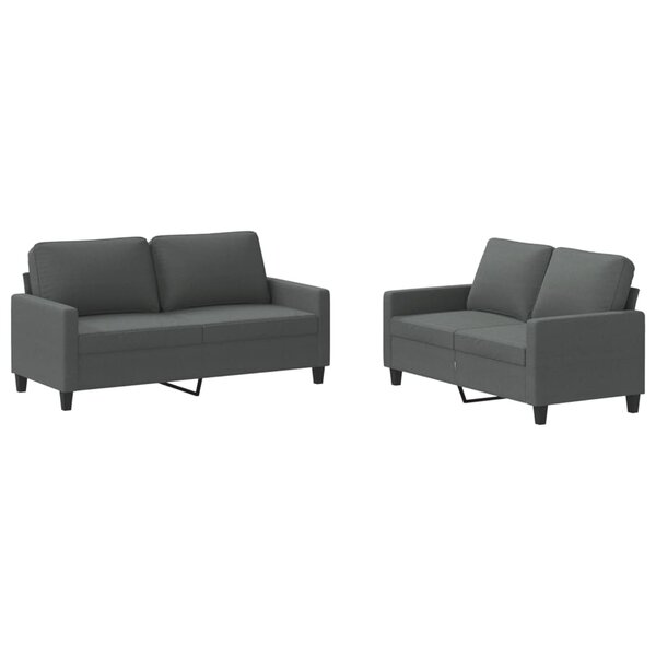vidaXL Ensemble de canapés 2 Pièces avec coussins Gris foncé Tissu
