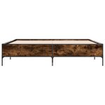 vidaXL Cadre de lit chêne fumé 200x200 cm bois d'ingénierie et métal