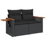vidaXL Salon de jardin 5 Pièces avec coussins noir résine tressée