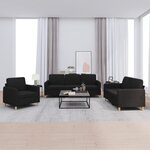 vidaXL Ensemble de canapés 3 Pièces avec coussins Noir Tissu
