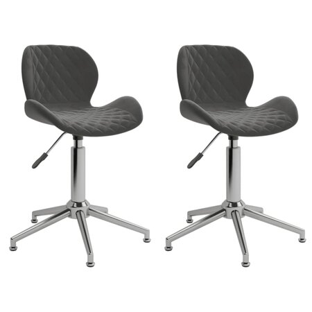 vidaXL Chaises pivotantes à manger lot de 2 gris foncé velours