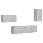 vidaXL Ensemble de meubles TV 4 Pièces Gris béton Bois d'ingénierie