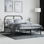 vidaXL Cadre de lit métal avec tête de lit noir 120x190 cm