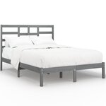 vidaXL Cadre de lit Gris Bois massif 135x190 cm Double