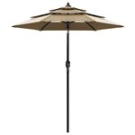vidaXL Parasol de jardin à 3 niveaux avec mât en aluminium taupe 2 m