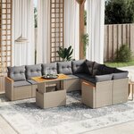 vidaXL Salon de jardin avec coussins 10 Pièces beige résine tressée