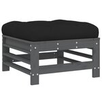 vidaXL Salon de jardin 5 Pièces avec coussins gris bois massif