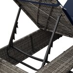 vidaXL Double Lit de Détente Set de 2 Gris et Bleu Marine Rattan Grand