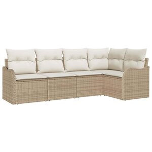 vidaXL Ensemble de canapé de jardin 5 Pièces Beige polyrotin