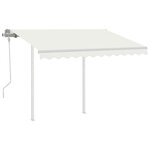 vidaXL Auvent manuel rétractable avec poteaux 3x2 5 m Crème