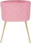 Chaise de salle à manger avec accoudoirs en velours et métal rose 19_0000165