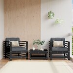 vidaXL Chaises de jardin et coussins lot de 2 noir bois de pin massif