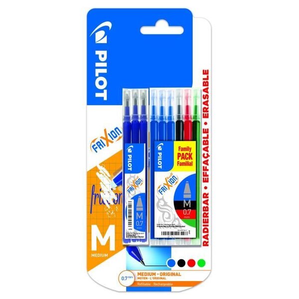 PILOT- Etui de 9 recharges Frixion Ball / Clicker - 1 Etui de 6 recharges Frixion Ball ( Noir, Bleu, rouge, Vert) + 1 Etui de 3 rech