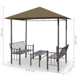 vidaXL Pavillon de jardin et table et bancs 2 5x1 5x2 4m Taupe 180g/m²