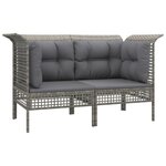 vidaXL Salon de jardin 6 Pièces avec coussins Gris Résine tressée