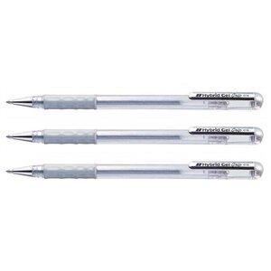 Roller à encre Hybrid Gel Grip K118 Pointe 0 8 mm Métallisé Argent x 3 PENTEL