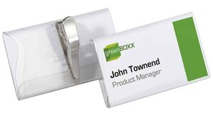 Boite de 25 badges porte-noms avec pince crocodile 75 x 40 mm DURABLE