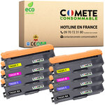 TN320 - 8 toners compatibles avec Brother TN320 TN325 Noir Cyan Magenta Jaune - Entreprise française