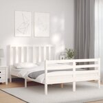 vidaXL Cadre de lit avec tête de lit blanc 140x190 cm bois massif