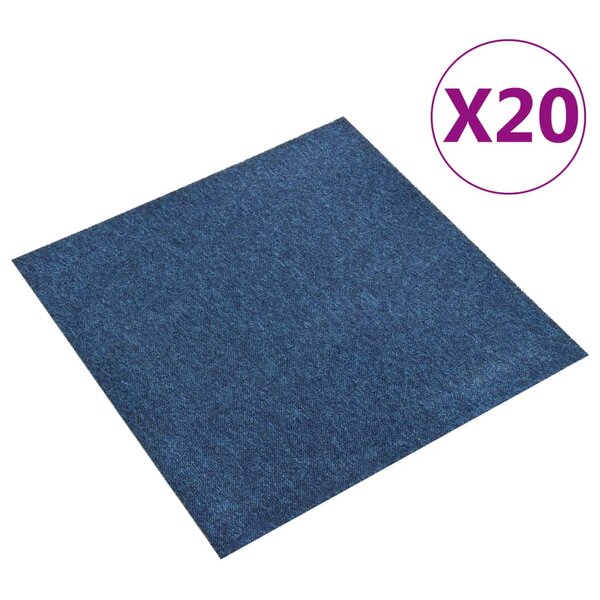 vidaXL Dalles de tapis de sol 20 Pièces 5 m² 50x50 cm Bleu foncé
