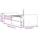 vidaXL Cadre de lit avec tiroirs gris béton 90x200 cm
