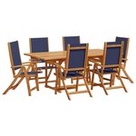 vidaXL Ensemble à manger de jardin 7Pièces bois d'acacia solide textilène