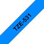 Ruban compatible Brother TZe531 - Texte noir sur fond bleu - Largeur 12 mm x 8 mètres