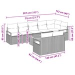Canapés de Jardin 9 Pièces avec Coussins Rattan Noir Poly Acacia