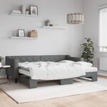 vidaXL Lit de jour avec gigogne et matelas gris foncé 80x200 cm tissu