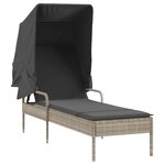vidaXL Chaise longue avec auvent et table gris clair résine tressée