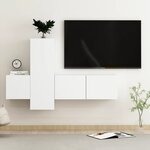 vidaXL Ensemble de meubles TV 3 Pièces Blanc Bois d'ingénierie