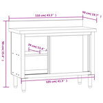 vidaXL Table de travail de cuisine avec portes coulissantes inox