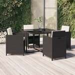 vidaXL Ensemble à dîner de jardin avec coussins 5 Pièces poly rotin noir