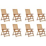 vidaXL Chaises pliables de jardin avec coussins lot de 8 Bois d'acacia