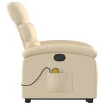 vidaXL Fauteuil inclinable de massage électrique Crème Tissu