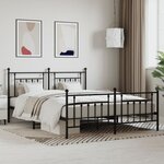 vidaXL Cadre de lit métal avec tête de lit/pied de lit noir 183x213 cm