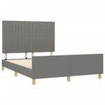 vidaXL Cadre de lit avec tête de lit Gris foncé 140x190 cm Tissu