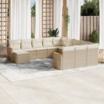 vidaXL Salon de jardin avec coussins 12 Pièces beige résine tressée